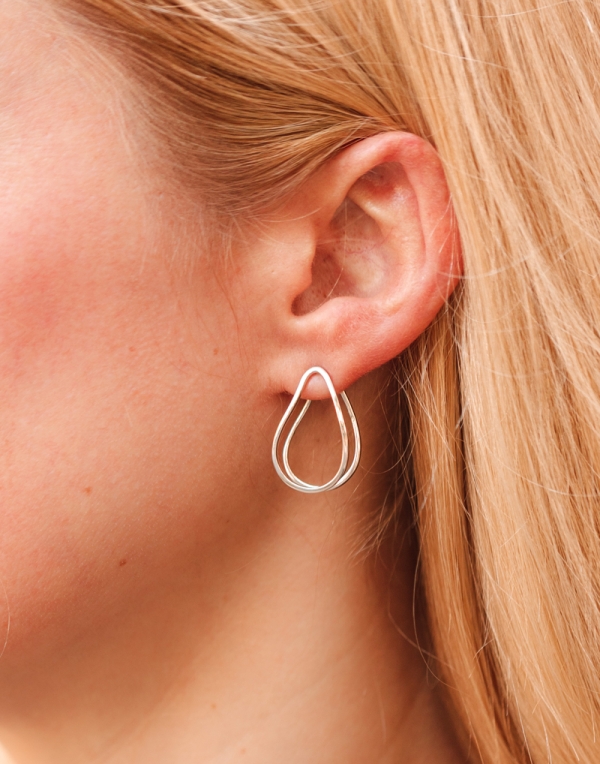 silver oyster earrings