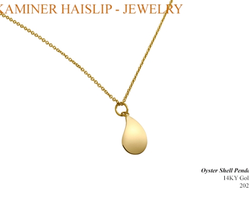 oyster shell pendant 14k yellow gold