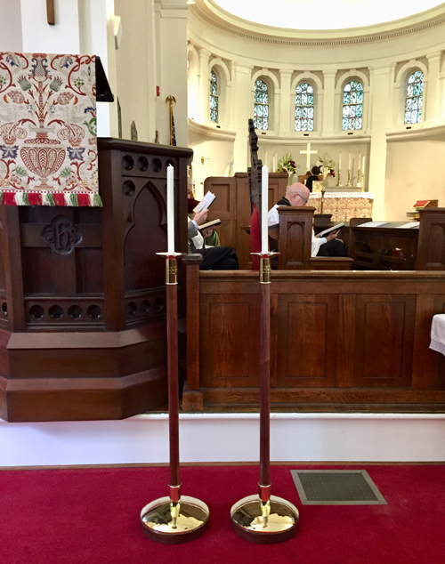 St. Thaddeus Episcopal Church Aiken SC historic sanctuary processional torches