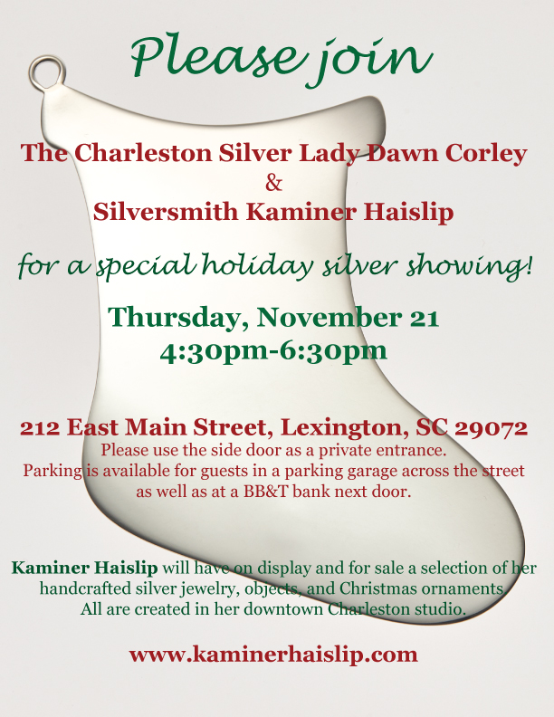 The Charleston Silver Lady silver exhibition Lexington SC holiday shopping