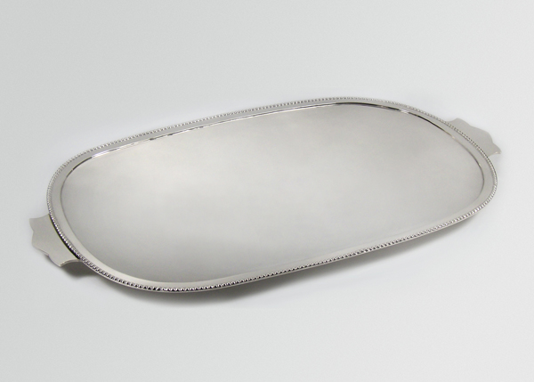 oval silver tray bead rim