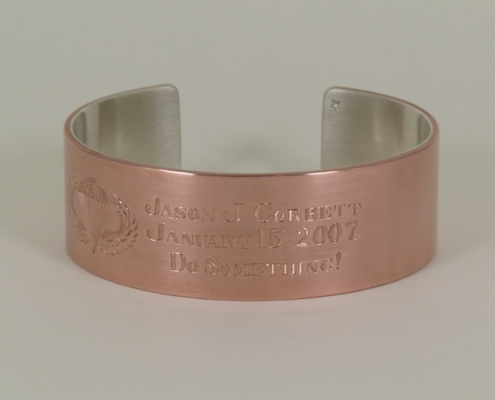 hand engraved copper bracelet